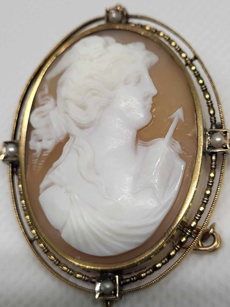 胸针 - 14K包金 黄金 - 14Kt 金 Cameo #2.1