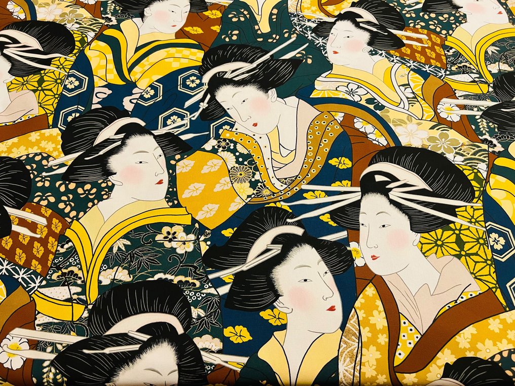 A 100% oeko-tex standard cotton fabric - "Geisha" - Oriental - 3.00 x 2.80 meters - Tessuto per tappezzeria  - 300 cm - 280 cm #2.2