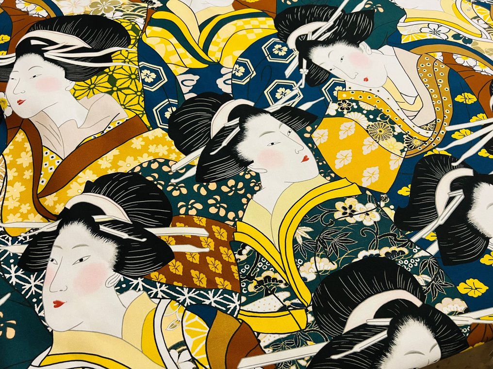 A 100% oeko-tex standard cotton fabric - "Geisha" - Oriental - 3.00 x 2.80 meters - Tessuto per tappezzeria  - 300 cm - 280 cm #2.1