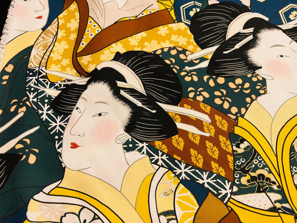 Ett 100% oeko-tex standard bomullstyg - "Geisha" - Orientalisk - 3,00 x 2,80 meter - Möbeltyg  - 300 cm - 280 cm #3.2