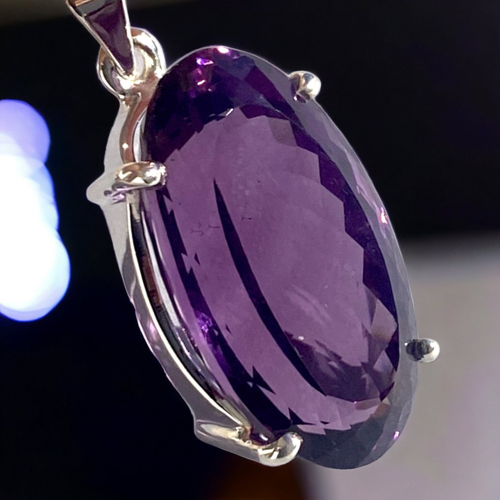 85 克拉 - 超品质玻利维亚紫水晶 - Anahi 矿，圣克鲁斯 925银吊坠 - 高度: 32 mm - 宽度: 19 mm- 16 g #1.1