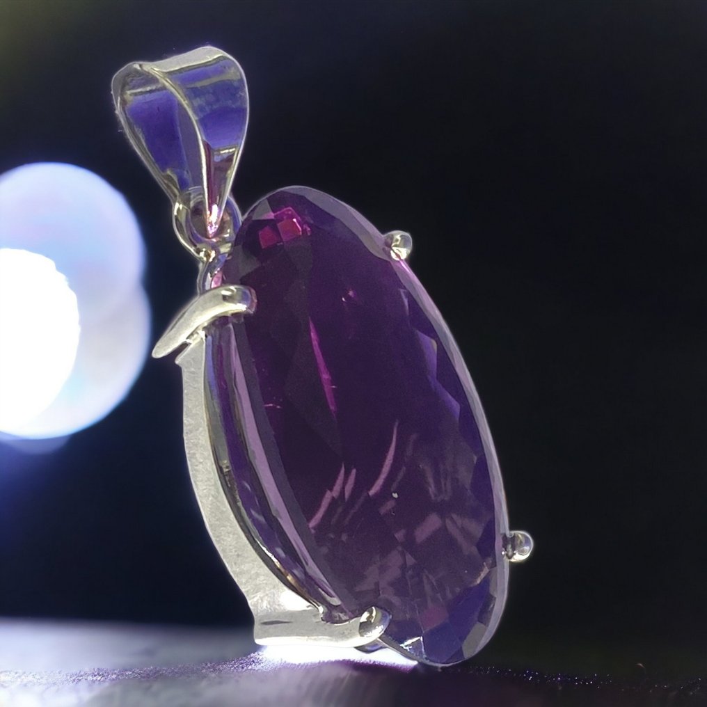 85 克拉 - 超品质玻利维亚紫水晶 - Anahi 矿，圣克鲁斯 925银吊坠 - 高度: 32 mm - 宽度: 19 mm- 16 g #2.1