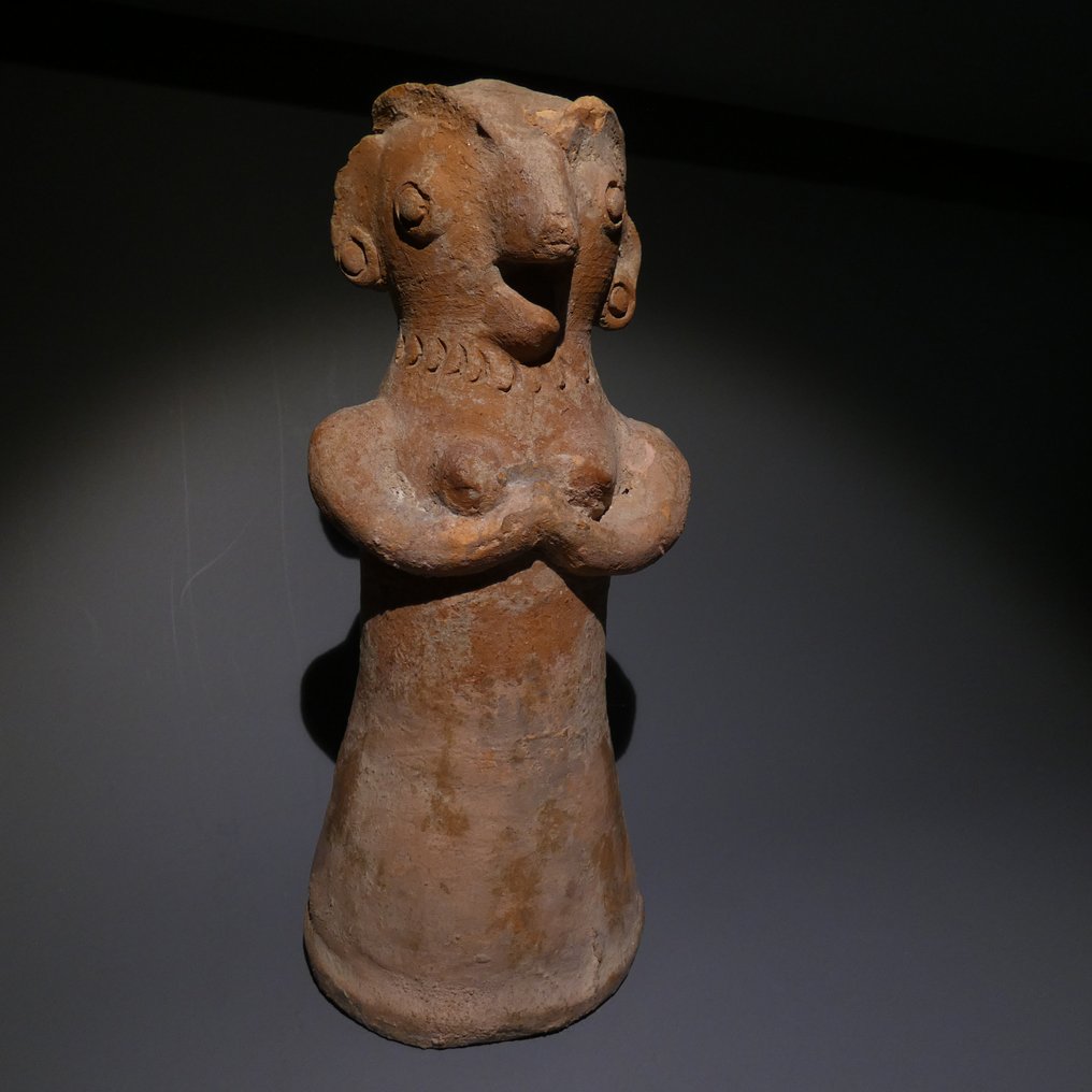Indus Valley Terracotta Figure of a standing Fertility Goddess. 22 cm H. c. 2000 BC. Spanish Export License. #1.1