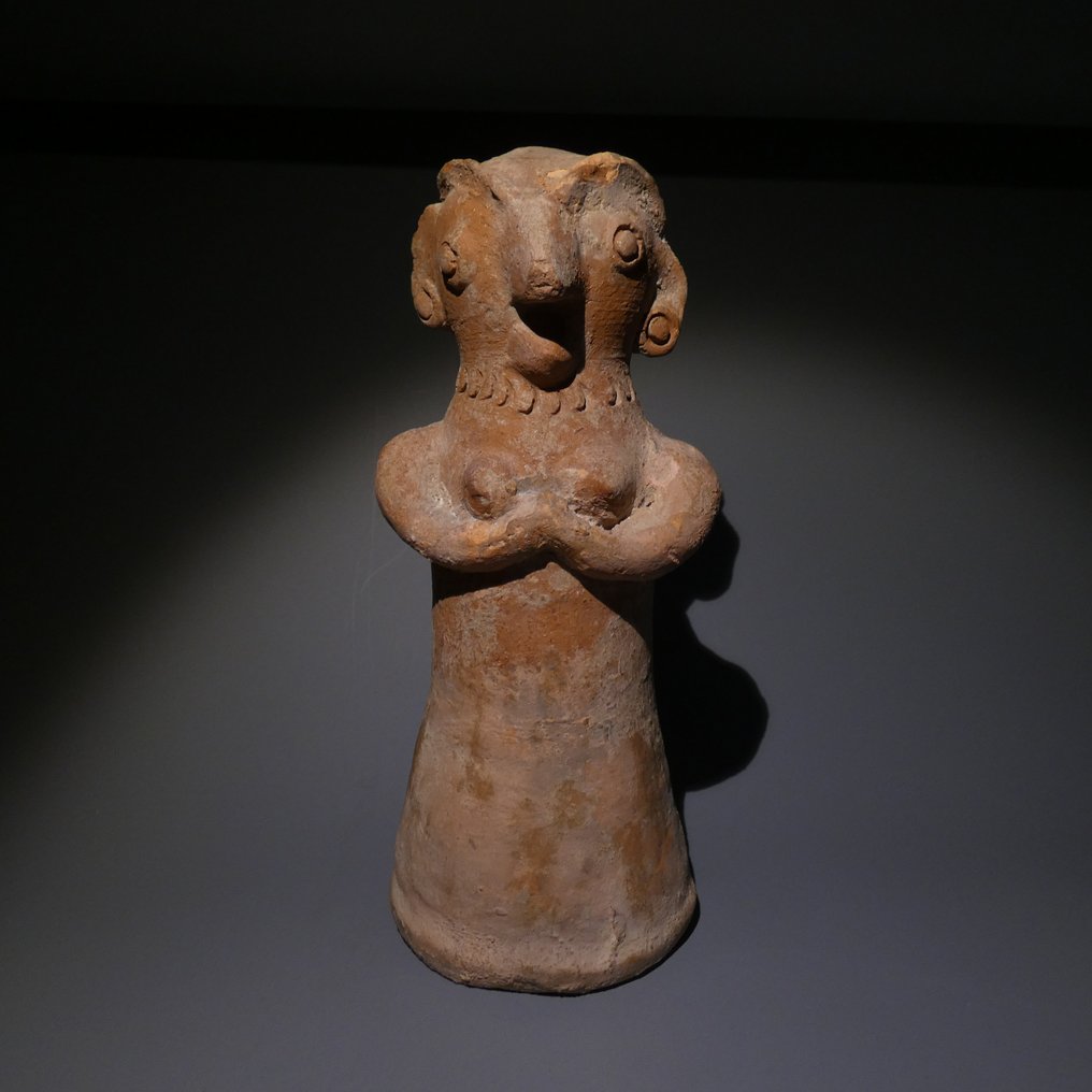 Indus Valley Terracotta Figure of a standing Fertility Goddess. 22 cm H. c. 2000 BC. Spanish Export License. #1.2