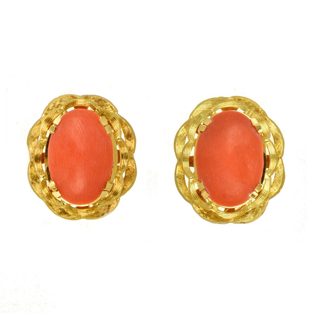 Boucles d'oreilles - 18 carats Or jaune Corail #1.1