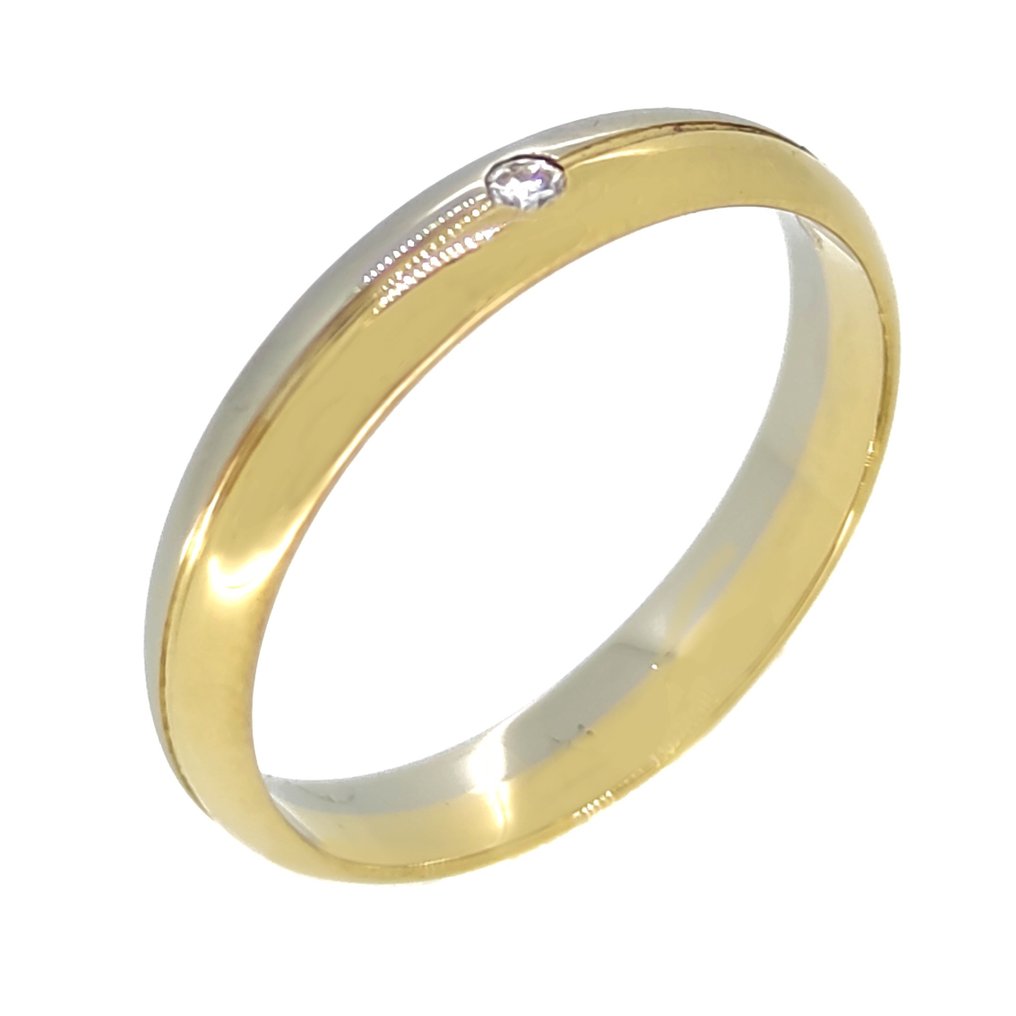 Ring - 18 kt Gelbgold, Weißgold -  0.03ct. tw. Diamant  (Natürlich) #1.1