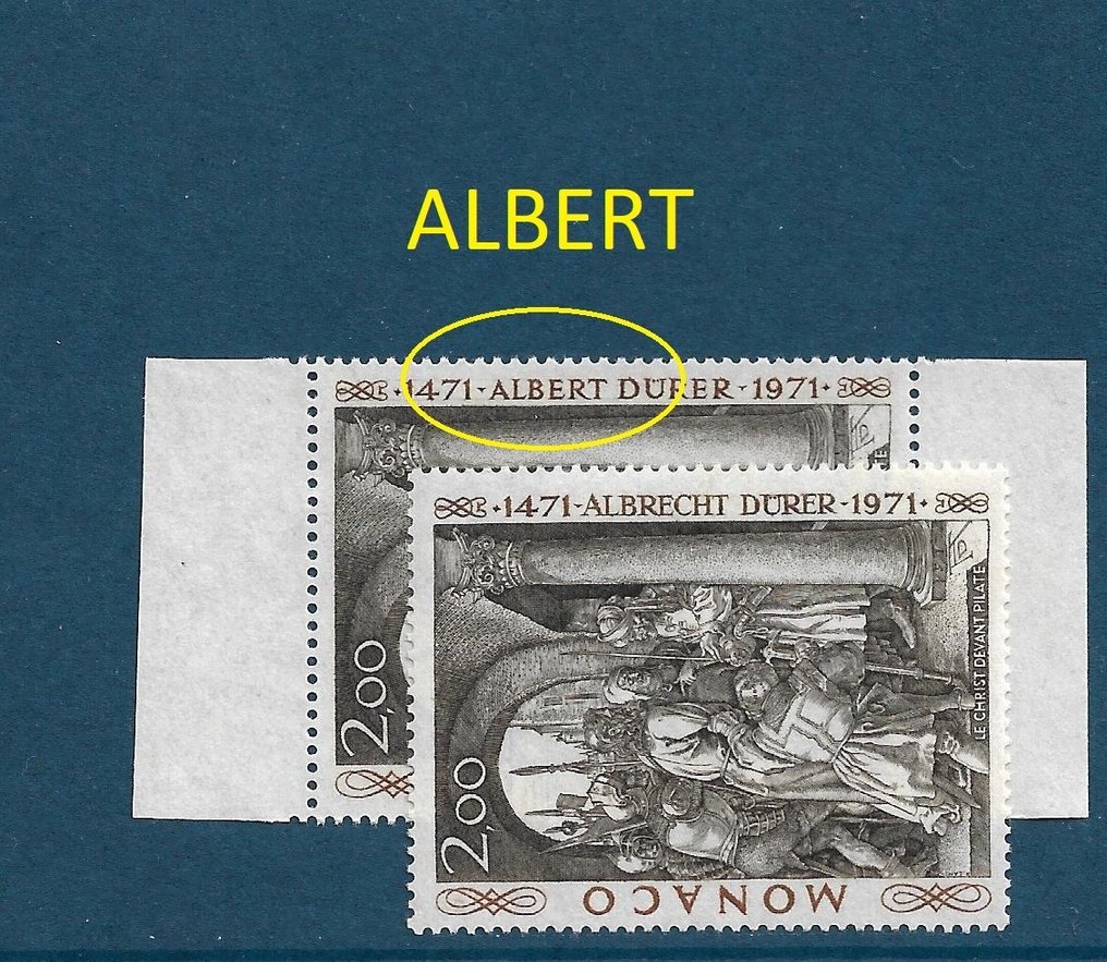 Monaco 1972 - Albertin monimuotoisuus sijaan käytetään Albretch. - Maury N°915A** /Yvert N°876A** #3.2