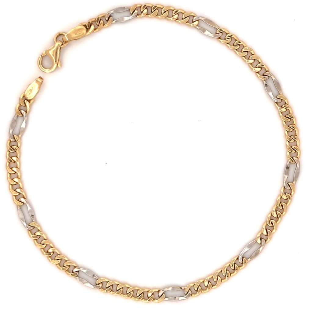 Bracciale oro bicolore - 3.9 gr - 20 cm - 18 Kt - Armbånd - 18 karat Gull, Hvitt gull #2.1
