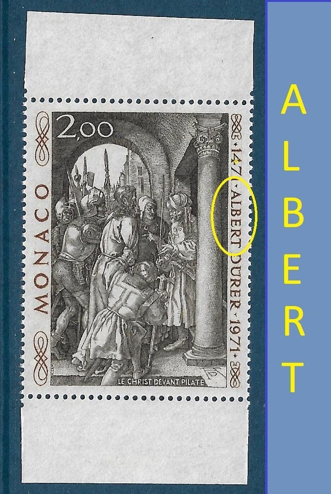 Monaco 1972 - Albertin monimuotoisuus sijaan käytetään Albretch. - Maury N°915A** /Yvert N°876A** #1.0
