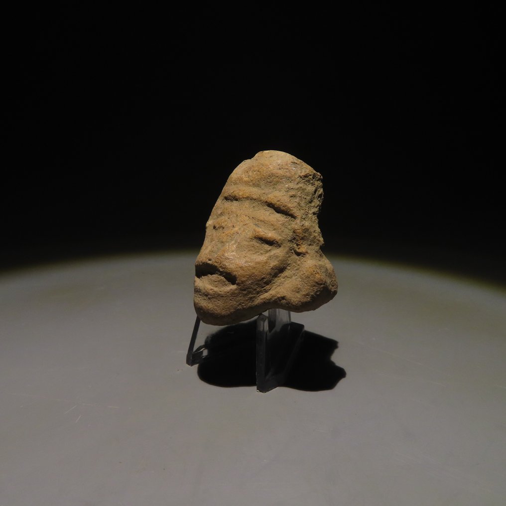 Mayan TeracotÄƒ Figura capului. ca. 300-600 d.Hr. 4,7 cm. Licență de import spaniolă. #2.1