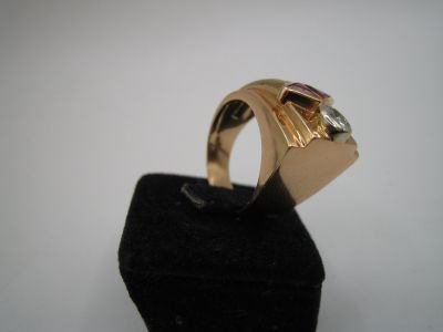 Ring - 18 kt Gult guld, Vitguld Art Deco diamanter handgjorda #2.2