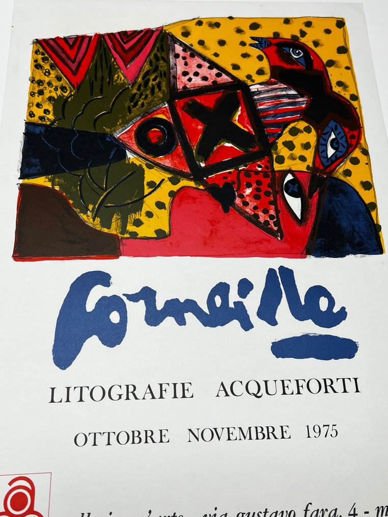 Guillaume Corneille (1922-2010) - Ancienne affiche lithographique de 1975 : "Corneille lithographie acqueforti" Milan #3.2