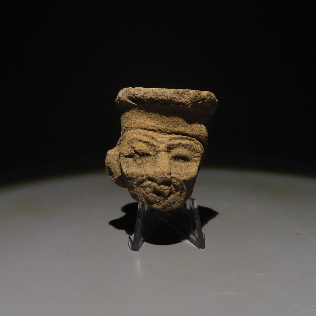 Μάγια Terracotta Κεφάλι. περ. 300-600 μ.Χ. 4 εκ. Ισπανική άδεια εισαγωγής. #2.1