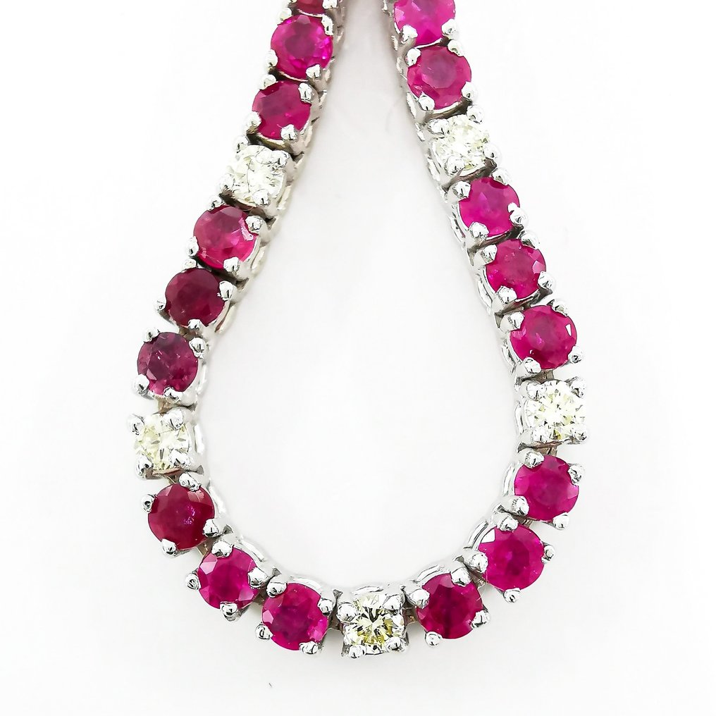 Necklace - 14 kt. White gold Ruby - Diamond #1.2
