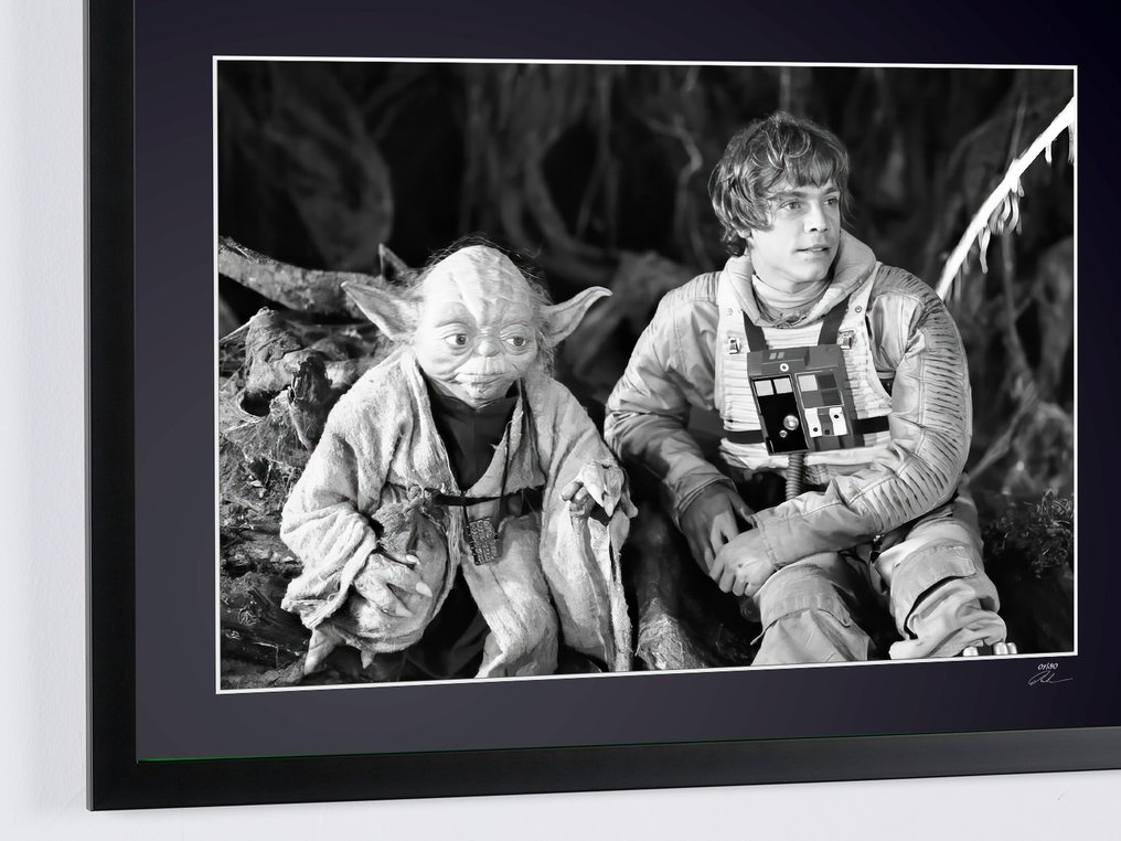 Star Wars Episode V: The Empire Strikes Back - Mark Hamill as "Luke Skywalker » & « Yoda Master » - Fine Art Photography - Luxury Wooden Framed 70X50 cm - Limited Edition Nr 01 of 30 - Serial ID - Original Certificate (COA), Hologram - 100% New. Shipping Reduction from 3 items #4.3