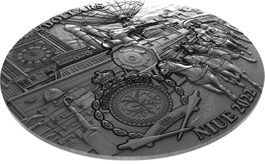 Niue. 5 Dollars 2022 Around the World in 80 Days - 150th Anniversary, 3 Oz (.999) #3.2