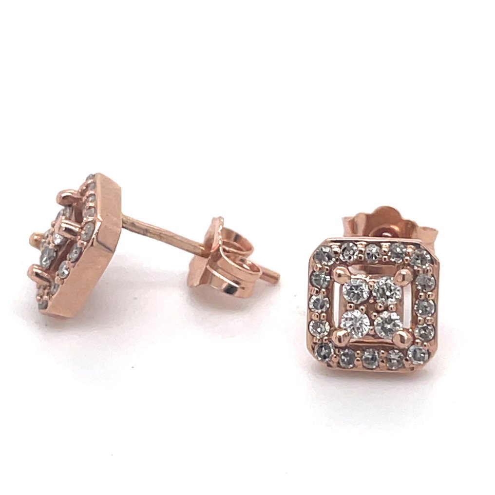 Boucles d'oreilles cloutées - 10 carats Or rose Diamant #1.2
