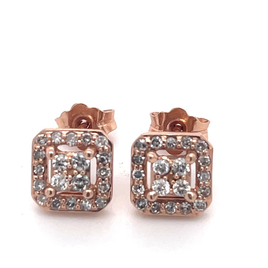 Boucles d'oreilles cloutées - 10 carats Or rose Diamant #1.1