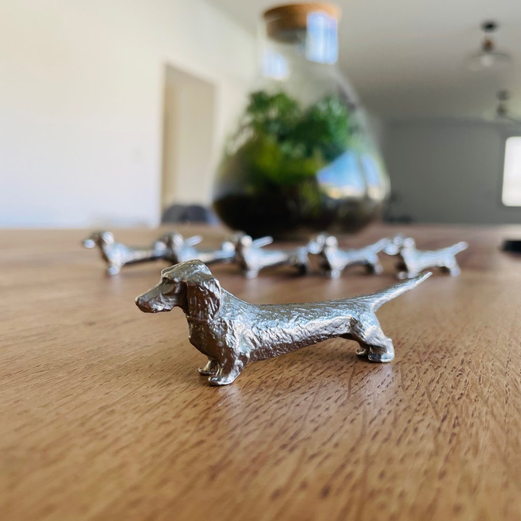 Knife rest (6) - Silverplated - Dachshund dogs #3.2