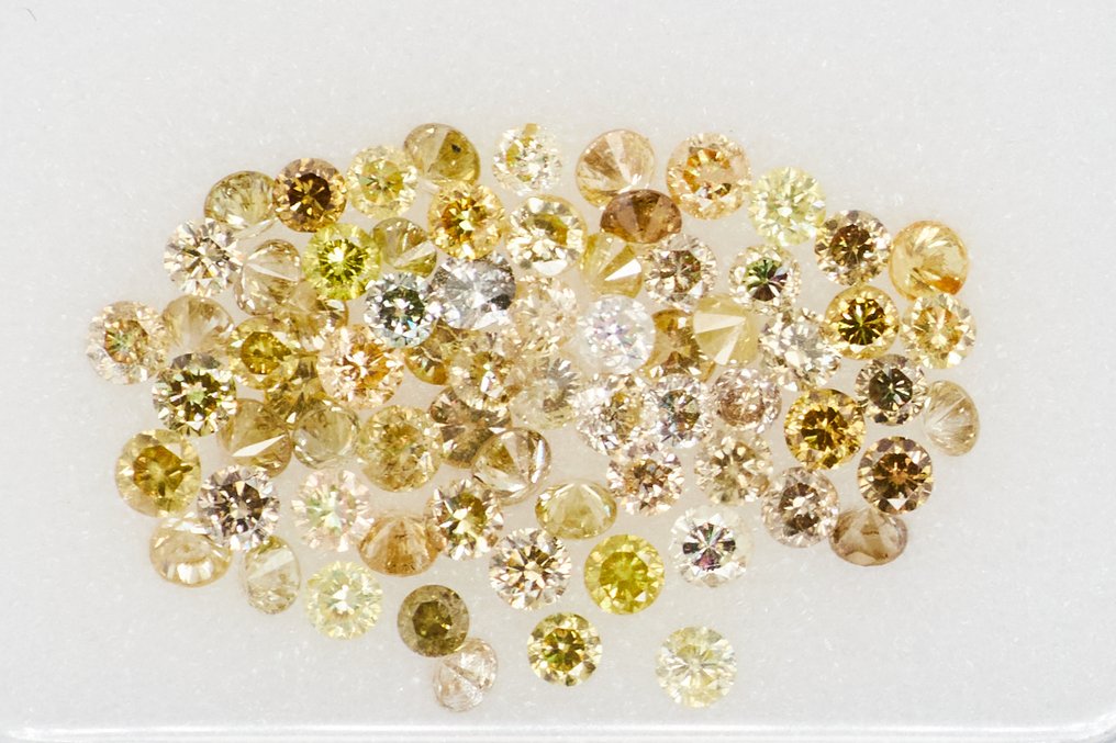 没有保留价 - 71 pcs 钻石  (天然)  - 0.98 ct - 圆形 - I1 内含一级, I2 内含二级, SI1 微内含一级, SI2 微内含二级 - 安特卫普国际宝石实验室（AIG米兰） #1.1