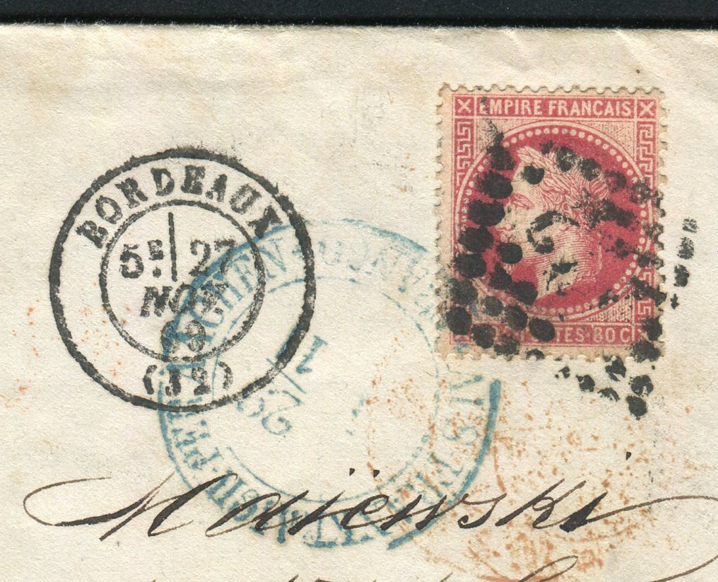 法國 1869 - 從波爾多到華沙的精美且罕見的信件，編號為 32 #2.1