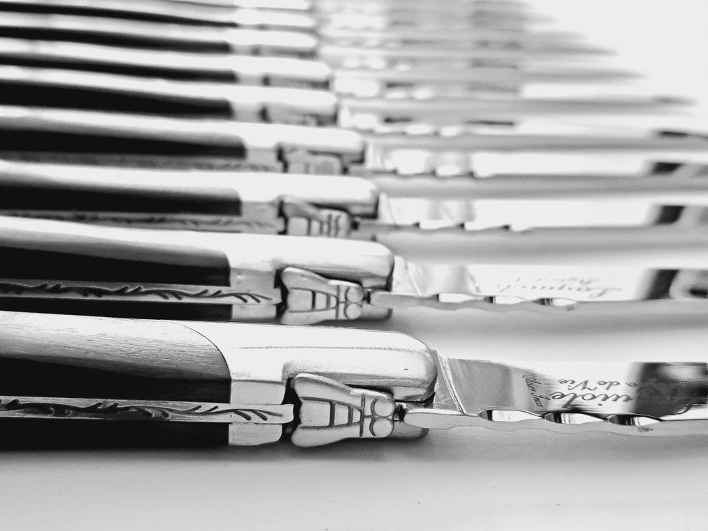 Laguiole - 6x Luxury Steak Knives - Black Ebony Wood - style de - Bordknive sæt (6) - Rustfrit stål #1.0