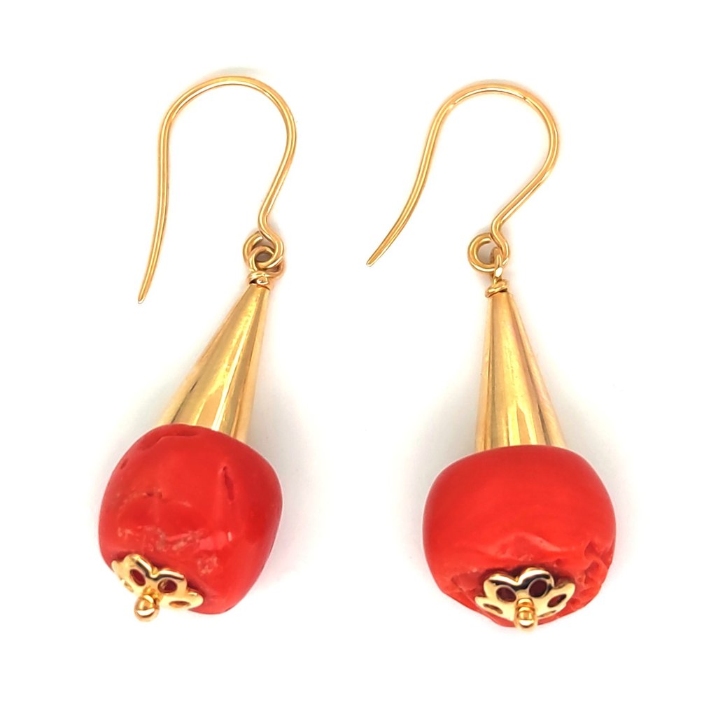 Earrings - 18 kt. Yellow gold Coral #1.1