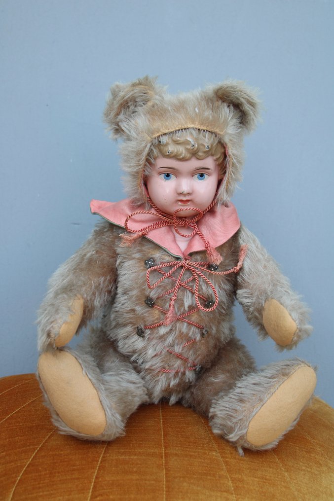 Buschow en Beck: Minverva jongenspop met teddybeer outfit  - Muñeca/muñeco - 1920-1930 - Alemania #1.2