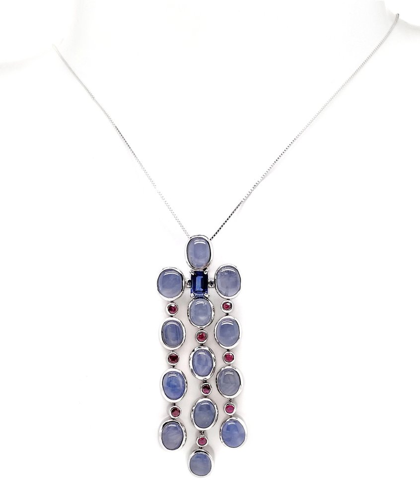 Necklace with pendant White gold Sapphire  #3.1