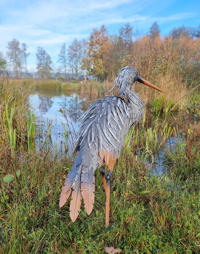小塑像 - Levensechte reiger XL - 金属 #4.3