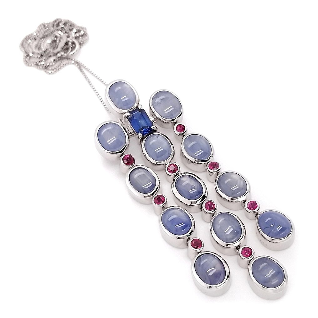 Necklace with pendant White gold Sapphire  #1.2
