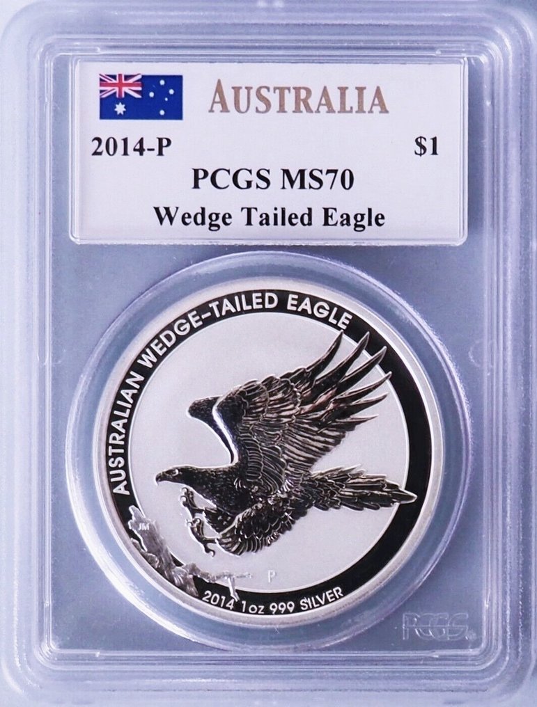 2024セール PCGS Eagle Tailed Wedge Silver 2014-P Dollar 1 Australia. MS70 Catawiki online auction - Price) Reserve (No (.999) Oz 1 Signed  Mercanti - コレクション