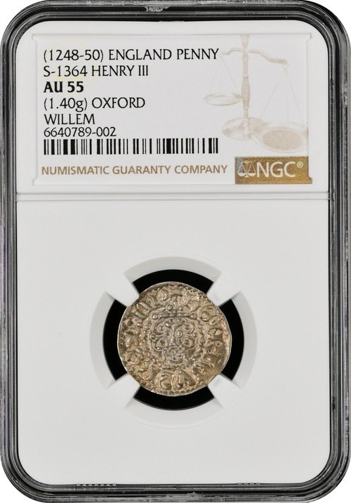 . Kongeriket England Henry III (1216-1272). Penny (1248-1250) - in a slab NGC AU 55 #1.0
