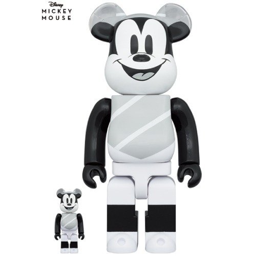 Medicom Toy Be@rbrick - 400% & 100% Bearbrick Set - Mickey Mouse (Hat and Poncho) #1.1