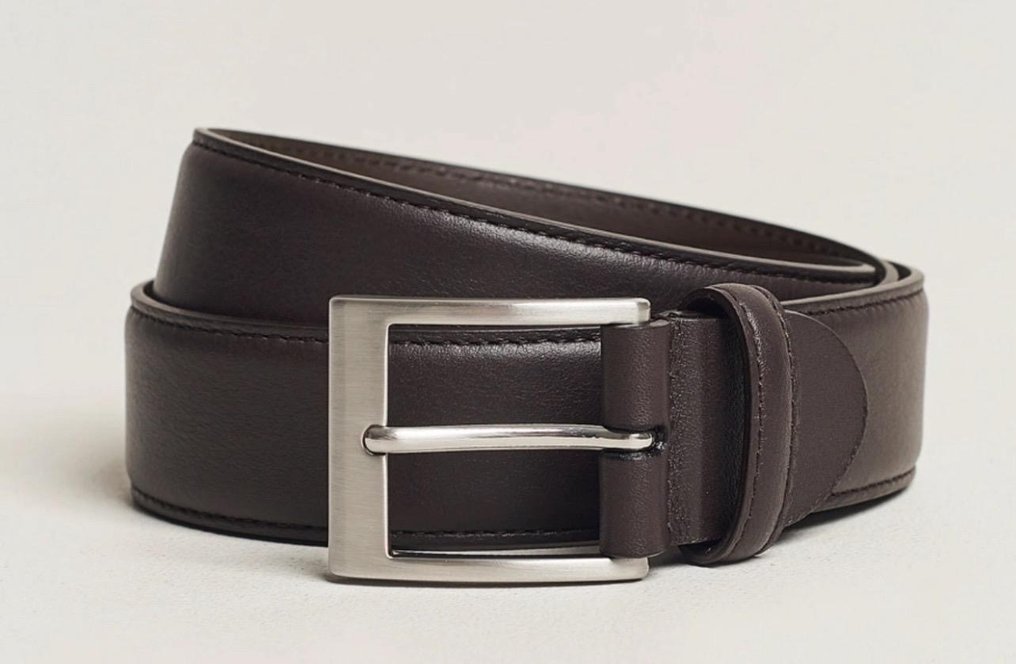 Canali - CANALI DARK BROWN CALFSKIN LEATHER BELT  EXCLUSIEVE - Bælte #1.0