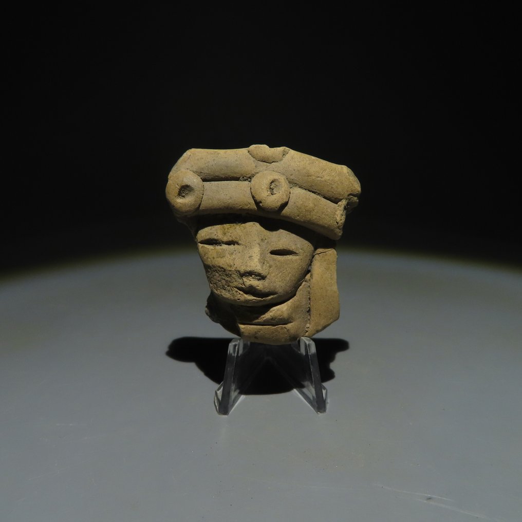 Teotihuacan, Mexic TeracotÄƒ Figura capului. 100-500 d.Hr. 4,7 cm H. Licență de export spaniolă. #1.1