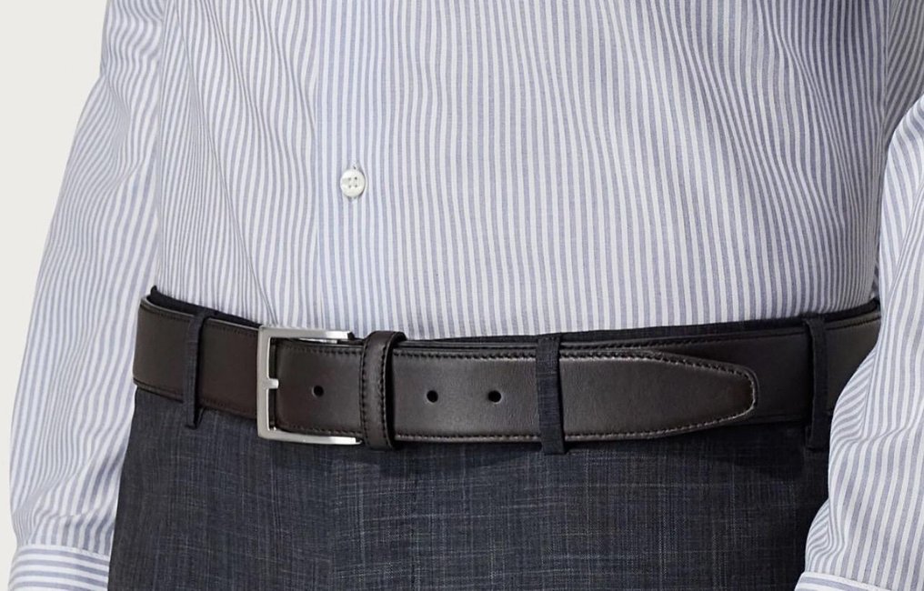 Canali - CANALI DARK BROWN CALFSKIN LEATHER BELT  EXCLUSIEVE - Bælte #1.0