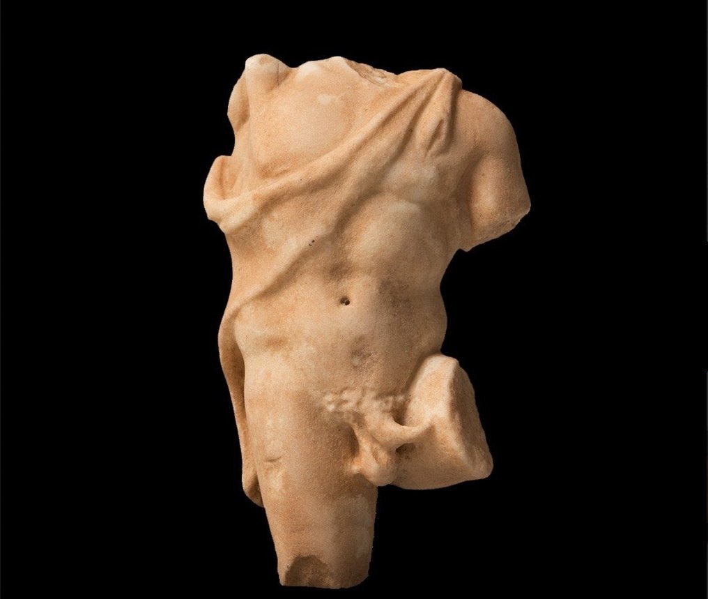 古羅馬 大理石 薩特軀幹。西元一至二世紀。 14 公分。 H. 非常好的動作 #1.1