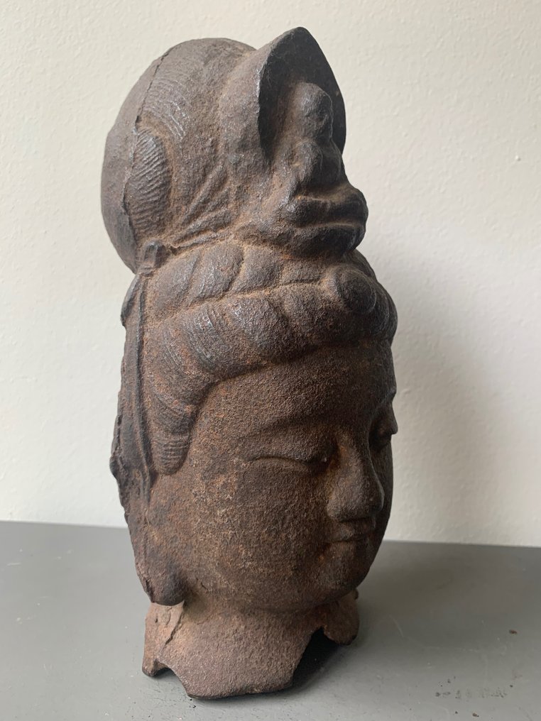 Sculpture (1) - 鑄鐵 - 觀音 - Guanyin, metalen hoofd - 中國 - 15世紀 #2.1