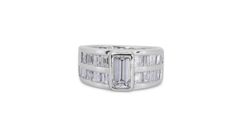 Ring - 18 karat Hvitt gull -  1.90 tw. Diamant  (Naturlig) - Diamant #1.1