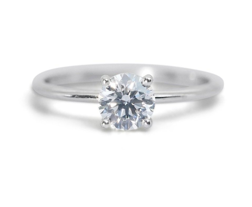 戒指 - 18K包金 白金 -  1.12ct. tw. 钻石  (天然) - 理想切割顶级品质 #1.1
