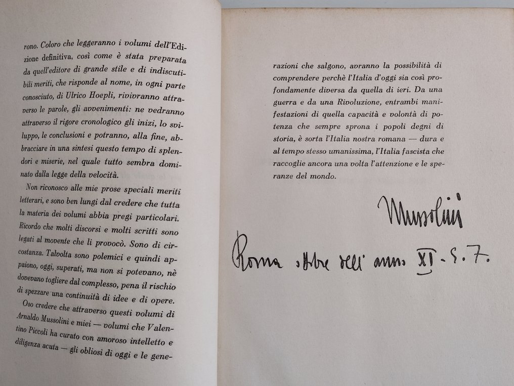 Ulrico Hoepli Editore Milano - Scritti e discorsi di Benito Mussolini - 1933-1939 #2.1