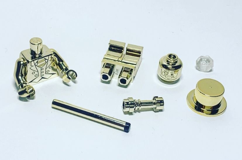 Lego Minifigure - Minifigure - Chrome Gold Plated Mr Gold Mini Figure Official Customized Lego Parts!! #4.3