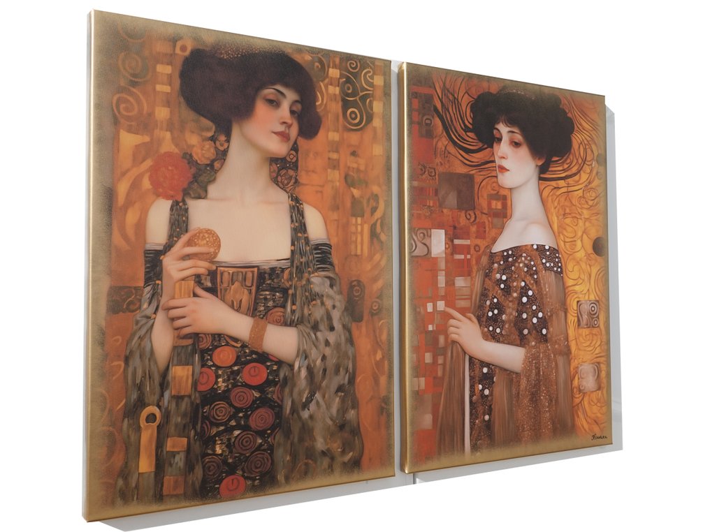 Ksavera - Gold Belle Epoque DS0257 - diptych - READY to HANG #4.3