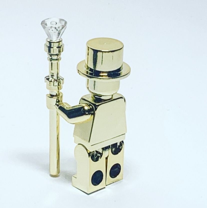 Lego Minifigure - Minifigure - Chrome Gold Plated Mr Gold Mini Figure Official Customized Lego Parts!! #1.0