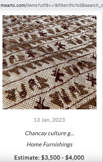 Chancay Culture Cotton Gauze Lace Woven Head-Cloth. Spanish export licence - 103 cm #2.1