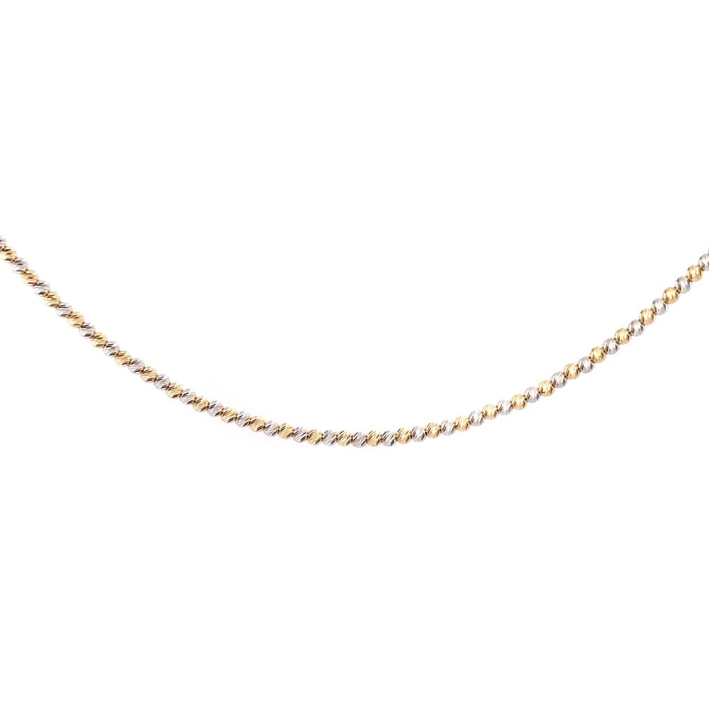 Collana pallinata - 7.3 gr - 50 cm - 18 Kt - Halsband - 18 kt Gult guld, Vittguld #1.2