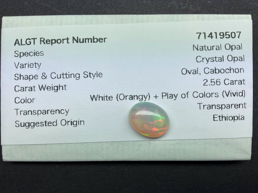 Branco Laranja + Jogo de Cores (vívido) Opala de cristal - 2.56 ct #3.2