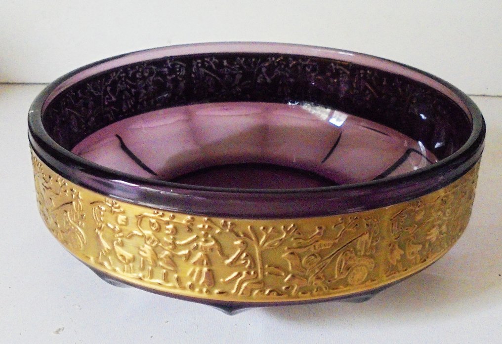 August Walther & Sohn - Walther & Sohne in style of Moser amethist - Πιατέλα - Γυαλί #1.0