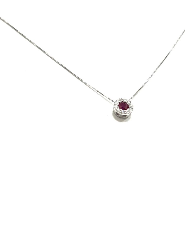 Necklace with pendant White gold Ruby - Diamond  #2.2